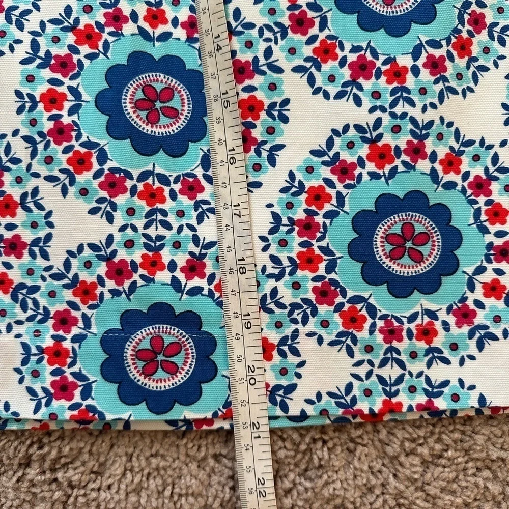 Talbots Red White and Blue Floral Geometric Print Lined Skirt Size 16
